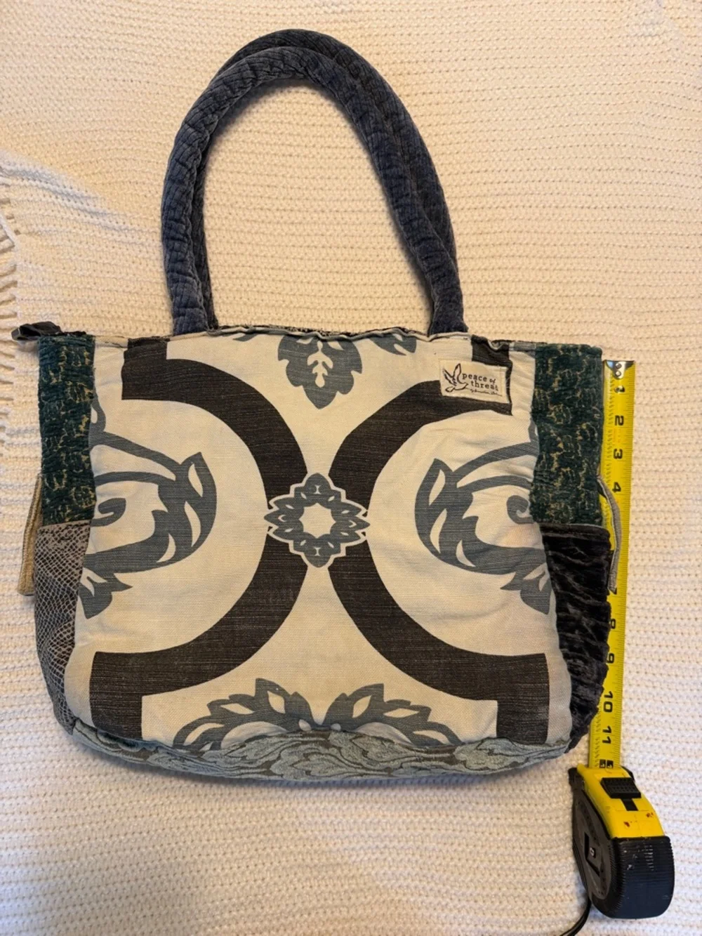Peace of Thread Handmade Boho Tote Bag Patchwork Artisan Purse OOAK